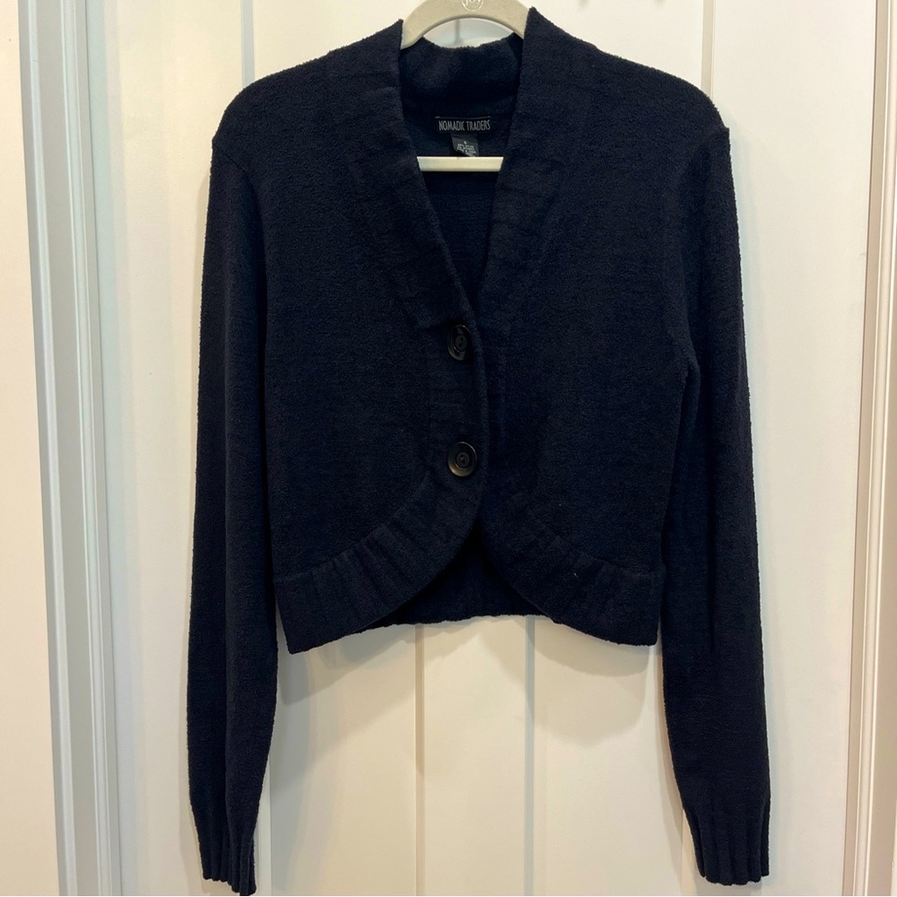Nomadic Traders Cardigan Women’s Black 2 Button Cardigan Size Small Long Sleeves